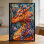 Ancient Dragon Mandala Wooden Jigsaw Puzzle - Mythical Animal Shaped Wood Puzzle - Epic Fantasy Gift for Adults