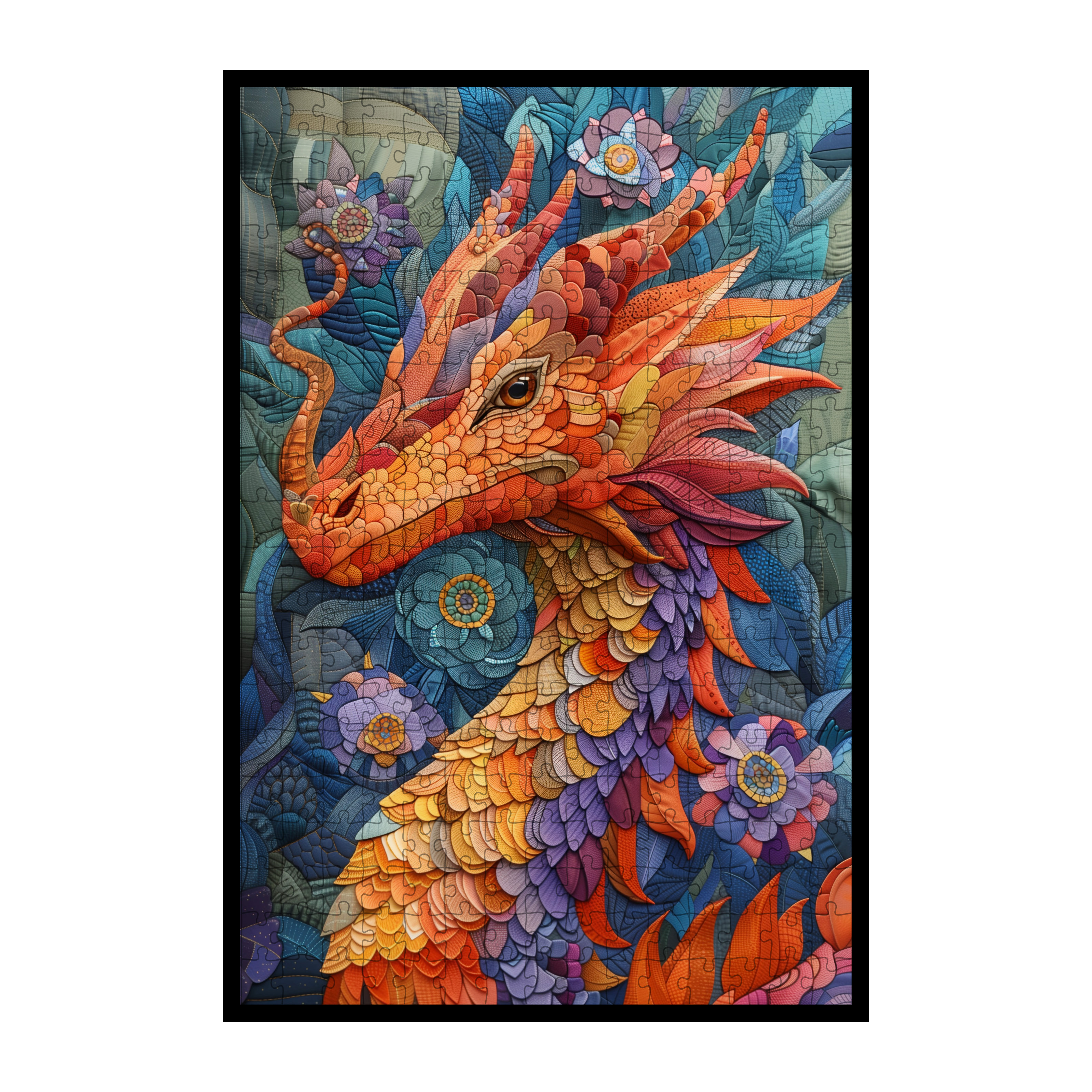 Ancient Dragon Mandala Wooden Jigsaw Puzzle - Mythical Animal Shaped Wood Puzzle - Epic Fantasy Gift for Adults