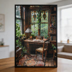 Antique Library Desk Wooden Jigsaw Puzzle - Stained Glass Window Wood Puzzle for Adults