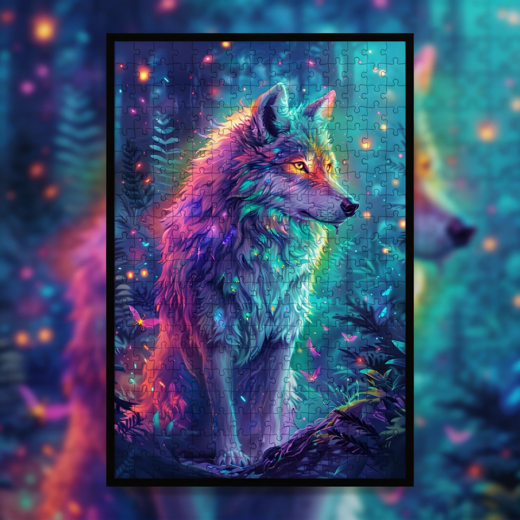 Majestic Wolf Shaped Wooden Jigsaw Puzzle - Premium Animal Wood Puzzle Pieces for Adults
