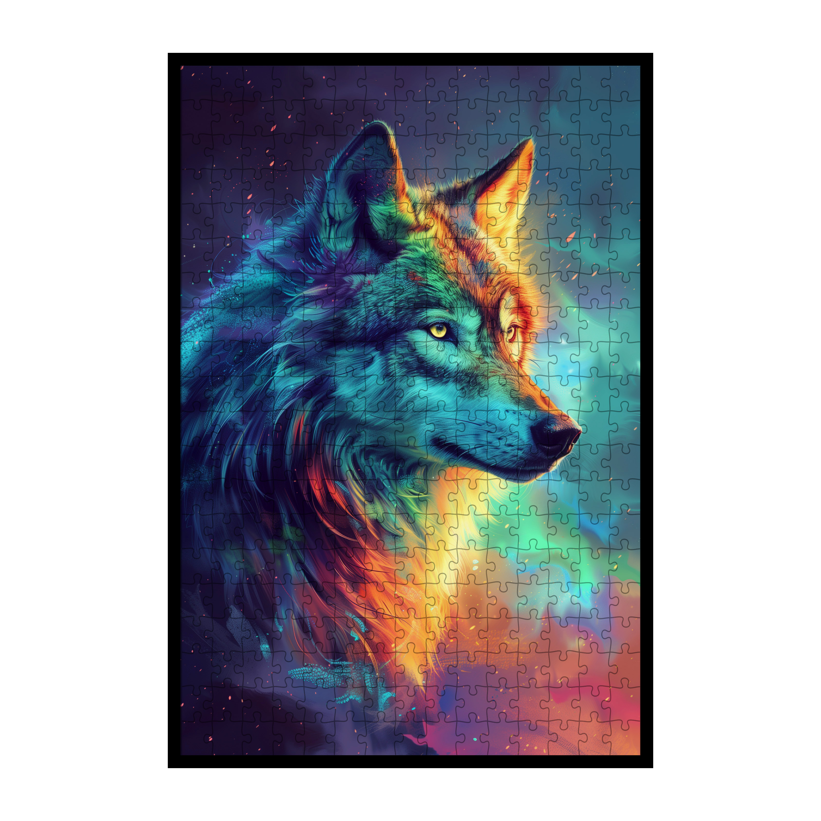 Wolf Animal Shaped Wooden Jigsaw Puzzle - Intricate Galaxy Wood Puzzle for Adults & Teens