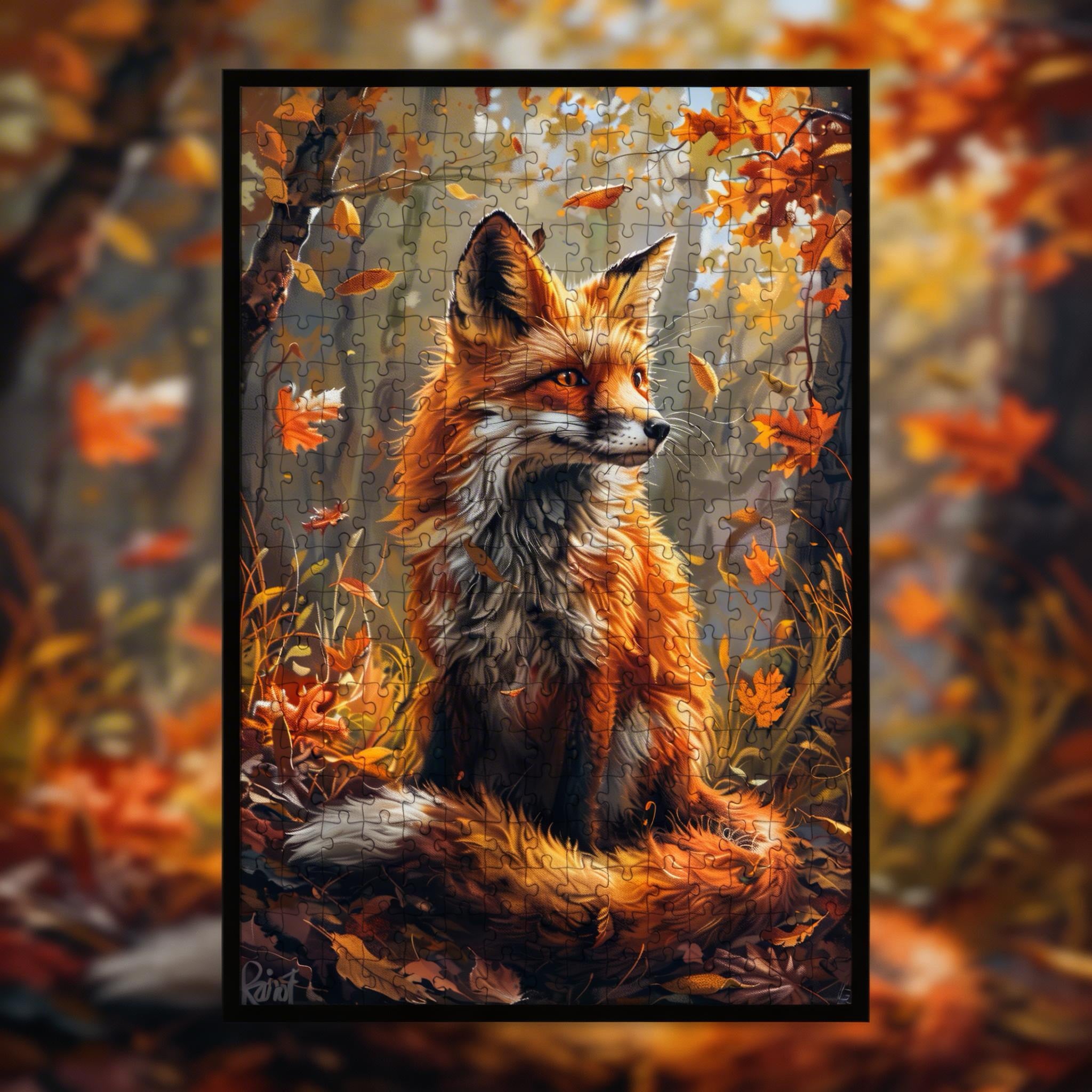 Morandi-Colored Fox Shaped Wooden Jigsaw Puzzle - Unique Animal Wood Puzzles for Adults
