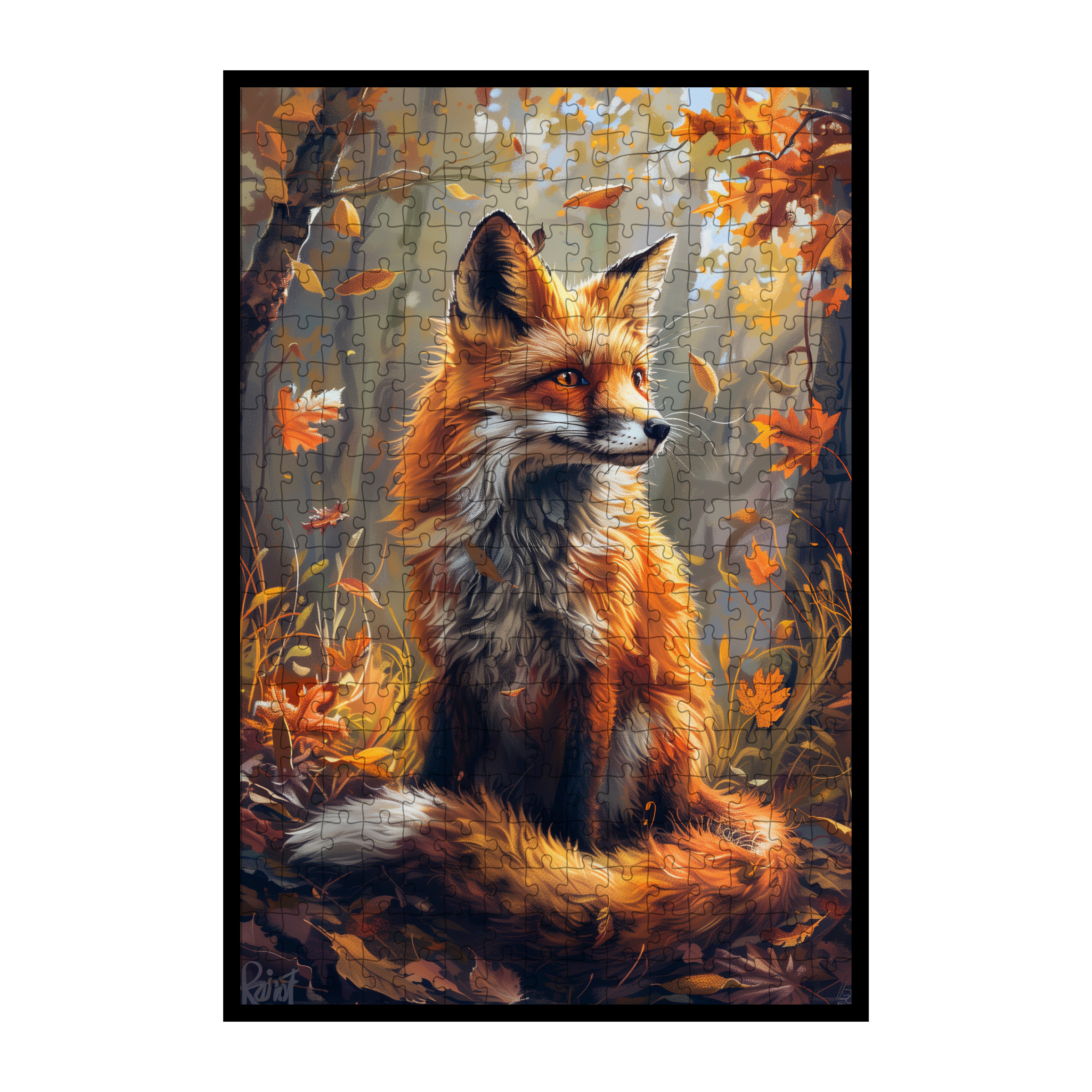 Morandi-Colored Fox Shaped Wooden Jigsaw Puzzle - Unique Animal Wood Puzzles for Adults