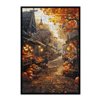 Autumn Pumpkin Town Wooden Jigsaw Puzzle Framed, Harvest Market Wall Decor