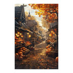 Autumn Pumpkin Town Wooden Jigsaw Puzzle Framed, Harvest Market Wall Decor