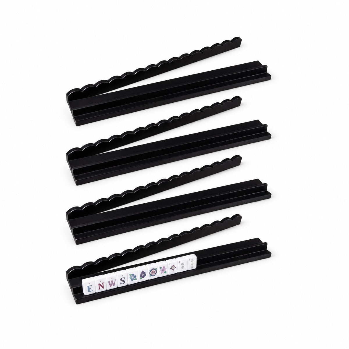 20" Magnetic Wood Scalloped Edge Mahjong Rack & Pusher