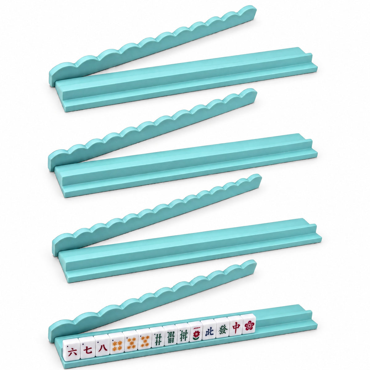 20" Magnetic Wood Scalloped Edge Mahjong Rack & Pusher