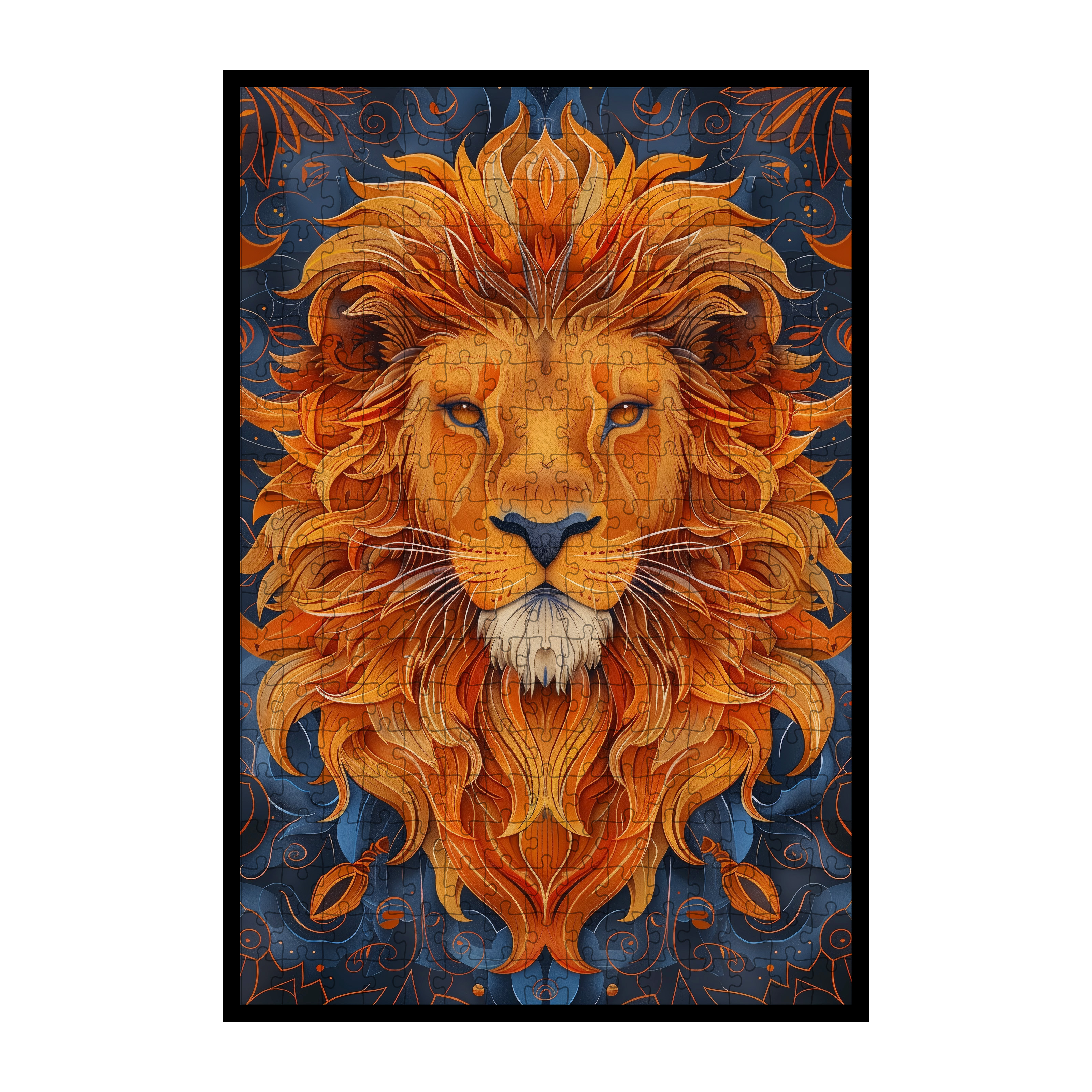 Brave Lion King Mandala Wooden Jigsaw Puzzle - Bold Animal Shaped Wood Puzzle for Adults - Premium Laser Cut