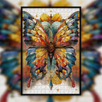 Butterfly Mandala Animal Shaped Wooden Jigsaw Puzzle for Adults - Unique Vibrant Insects Wood Puzzle Gift