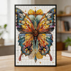 Butterfly Mandala Animal Shaped Wooden Jigsaw Puzzle for Adults - Unique Vibrant Insects Wood Puzzle Gift