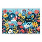 Colorful Cat Garden Wooden Jigsaw Puzzle Framed, Cute Nature Wall Art