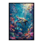 Coral Reef Sea Turtle Wooden Jigsaw Puzzle - Ocean Wildlife Animal Shaped Wood Puzzle