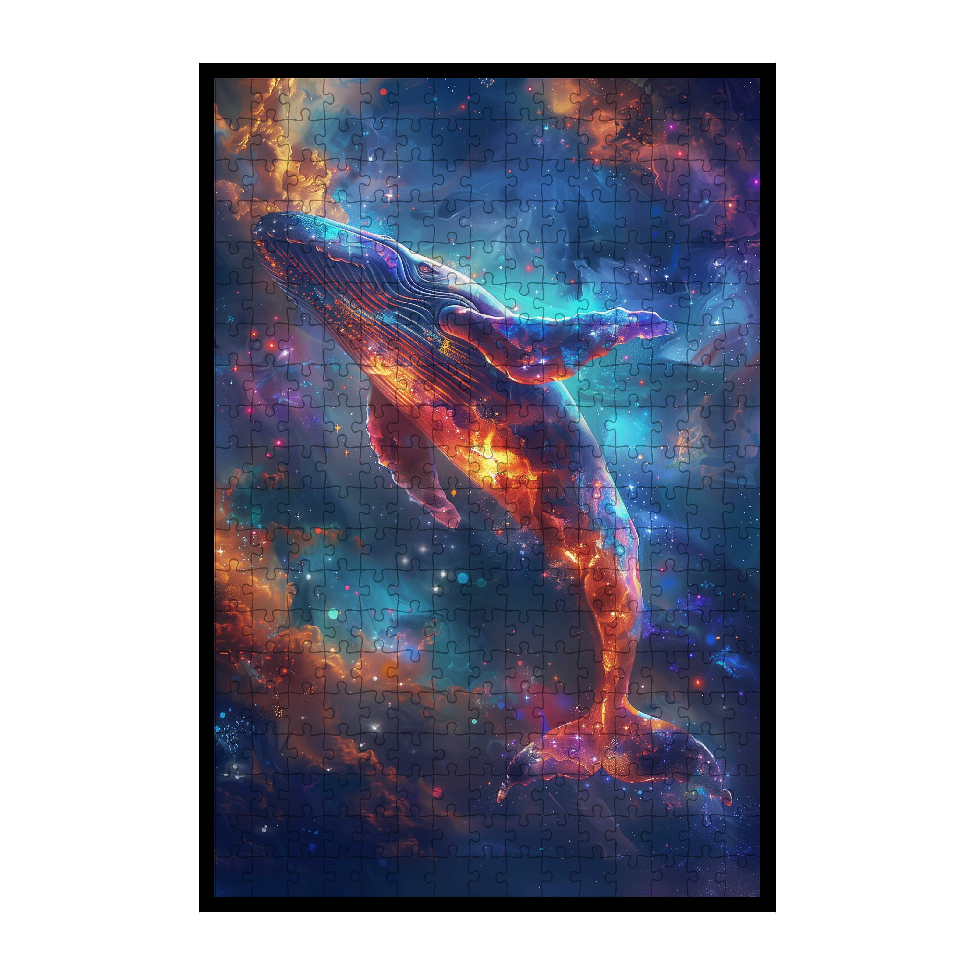 Cosmic Whale Shaped Wooden Jigsaw Puzzle - Galaxy Ocean Animal Wood Puzzle for Adults