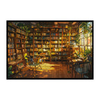Cozy Book Lover's Study Wooden Jigsaw Puzzle, Framed Sunlit Library Wall Art
