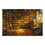 Cozy Book Lover's Study Wooden Jigsaw Puzzle, Framed Sunlit Library Wall Art