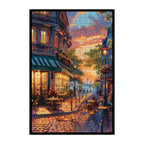 Cozy Parisian Street Cafe Wooden Jigsaw Puzzle Framed, Aesthetic French Home Decor