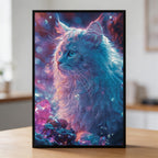 Crystal Blue Cat Shaped Wooden Jigsaw Puzzle - Mystical Gemstone Wood Puzzle for Adults
