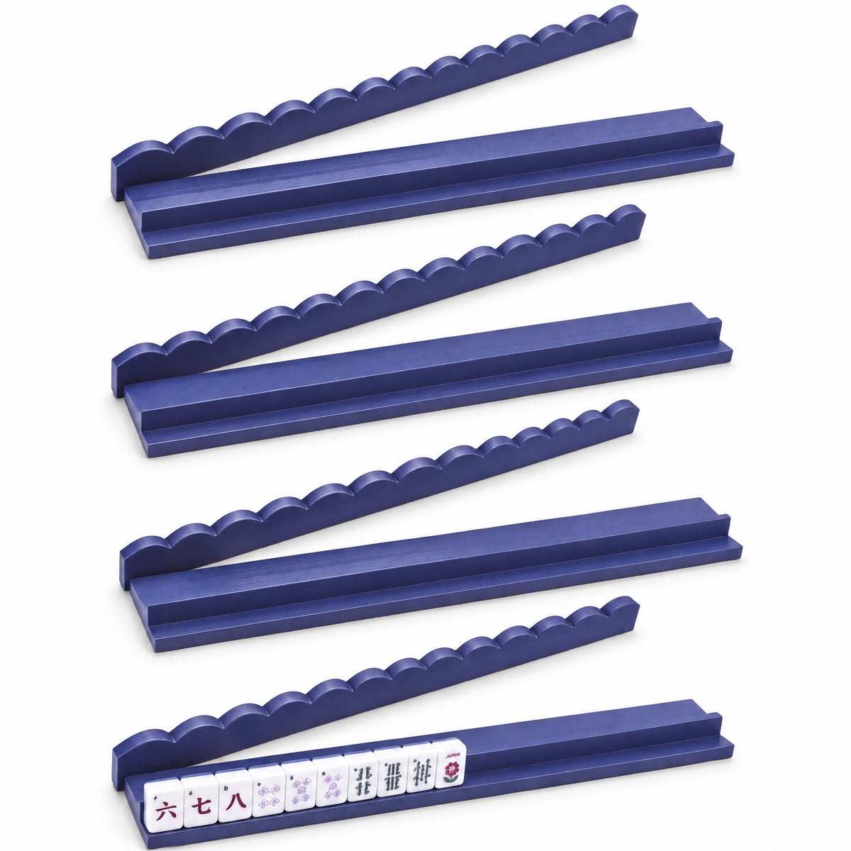 20" Magnetic Wood Scalloped Edge Mahjong Rack & Pusher