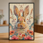 Dreamy Rabbit Mandala Wooden Jigsaw Puzzle - Enchanting Purple Animal Shaped Wood Puzzle - Artistic Gift