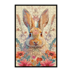 Dreamy Rabbit Mandala Wooden Jigsaw Puzzle - Enchanting Purple Animal Shaped Wood Puzzle - Artistic Gift