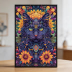Elegant Cat Mandala Animal Shaped Wooden Jigsaw Puzzle - Zen Feline Wood Puzzle for Adult Collectors