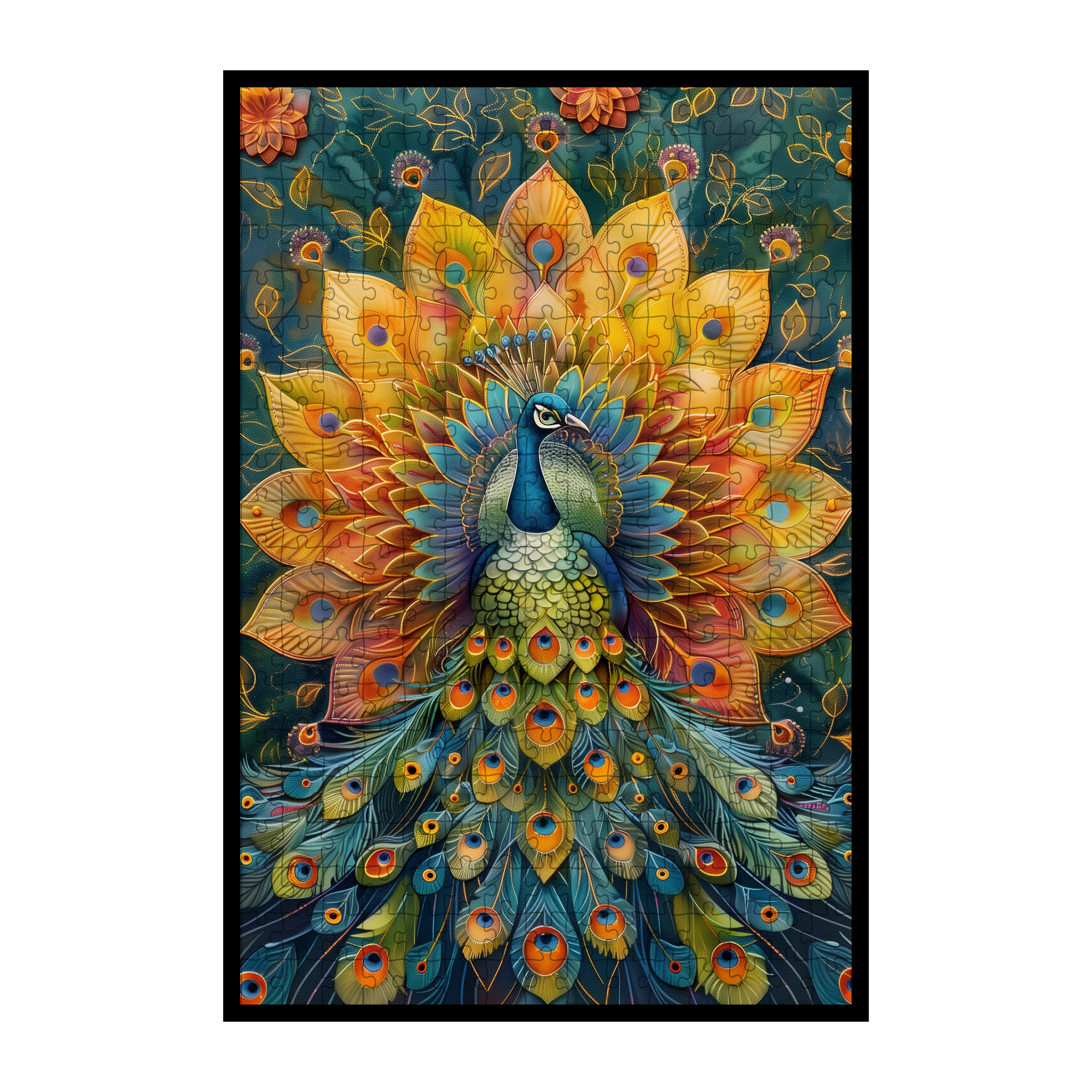 Elegant Peacock Mandala Wooden Jigsaw Puzzle - Unique Animal Shaped Wood Puzzle for Adults - Vibrant Artistic Brain Teaser