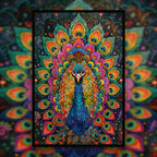 Emerald Peacock Mandala Wooden Jigsaw Puzzle - Vibrant Bird Shaped Wood Puzzle - Decorative Art Piece