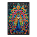Emerald Peacock Mandala Wooden Jigsaw Puzzle - Vibrant Bird Shaped Wood Puzzle - Decorative Art Piece