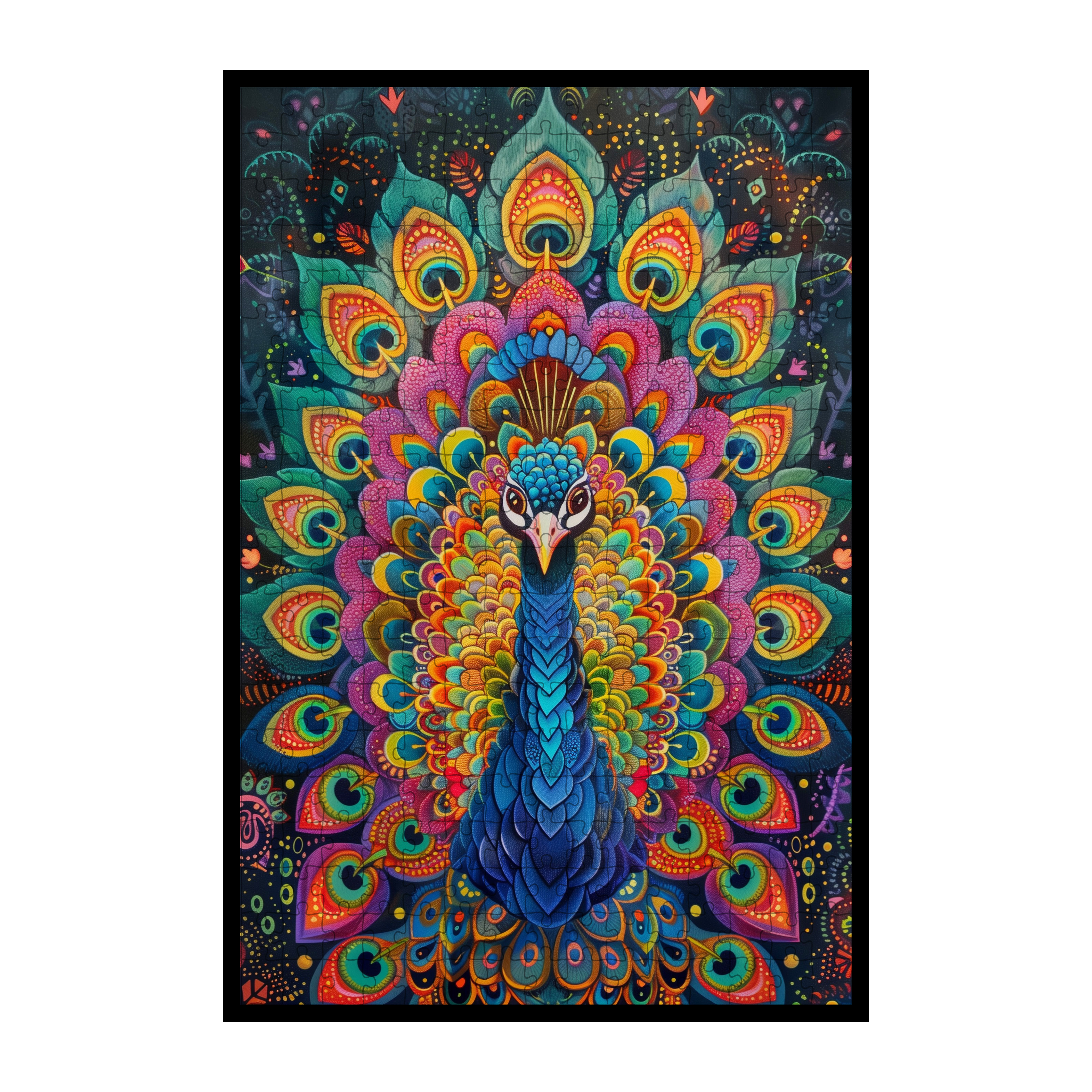 Emerald Peacock Mandala Wooden Jigsaw Puzzle - Vibrant Bird Shaped Wood Puzzle - Decorative Art Piece