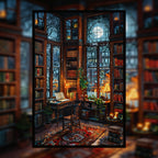 Enchanted Book Room Wooden Jigsaw Puzzle Framed, Antique Library Wall Art