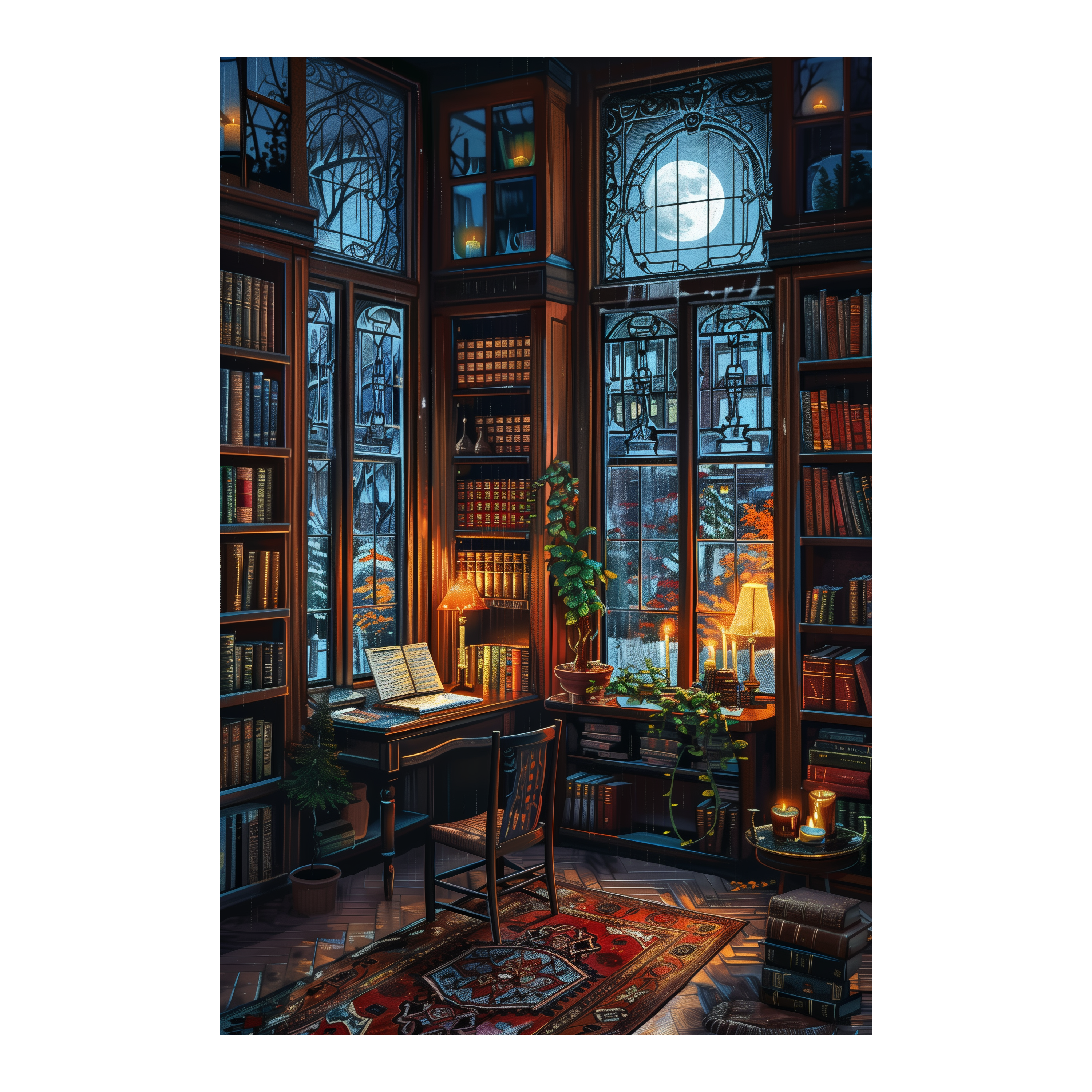 Enchanted Book Room Wooden Jigsaw Puzzle Framed, Antique Library Wall Art
