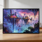 Enchanted Floating Islands Wooden Jigsaw Puzzle - Fairy Tale Waterfall Wood Puzzle