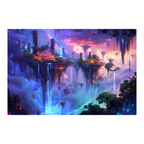 Enchanted Floating Islands Wooden Jigsaw Puzzle Framed, Fairy Tale Waterfall Wall Decor