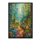 Enchanted Forest Deer Family Wooden Jigsaw Puzzle Framed, Whimsical Woodland Wall Decor