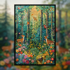 Enchanted Forest Deer Family Wooden Jigsaw Puzzle, Whimsical Woodland Wall Art