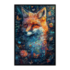 Enchanted Forest Fox Shaped Wooden Jigsaw Puzzle - Floral Wildlife Wood Puzzle for Adults