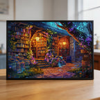 Enchanted Forest Library Wooden Jigsaw Puzzle - Fantasy Book Nook Wood Puzzle