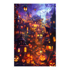 Enchanted Halloween Street Wooden Jigsaw Puzzle Framed, Pumpkin House Wall Art
