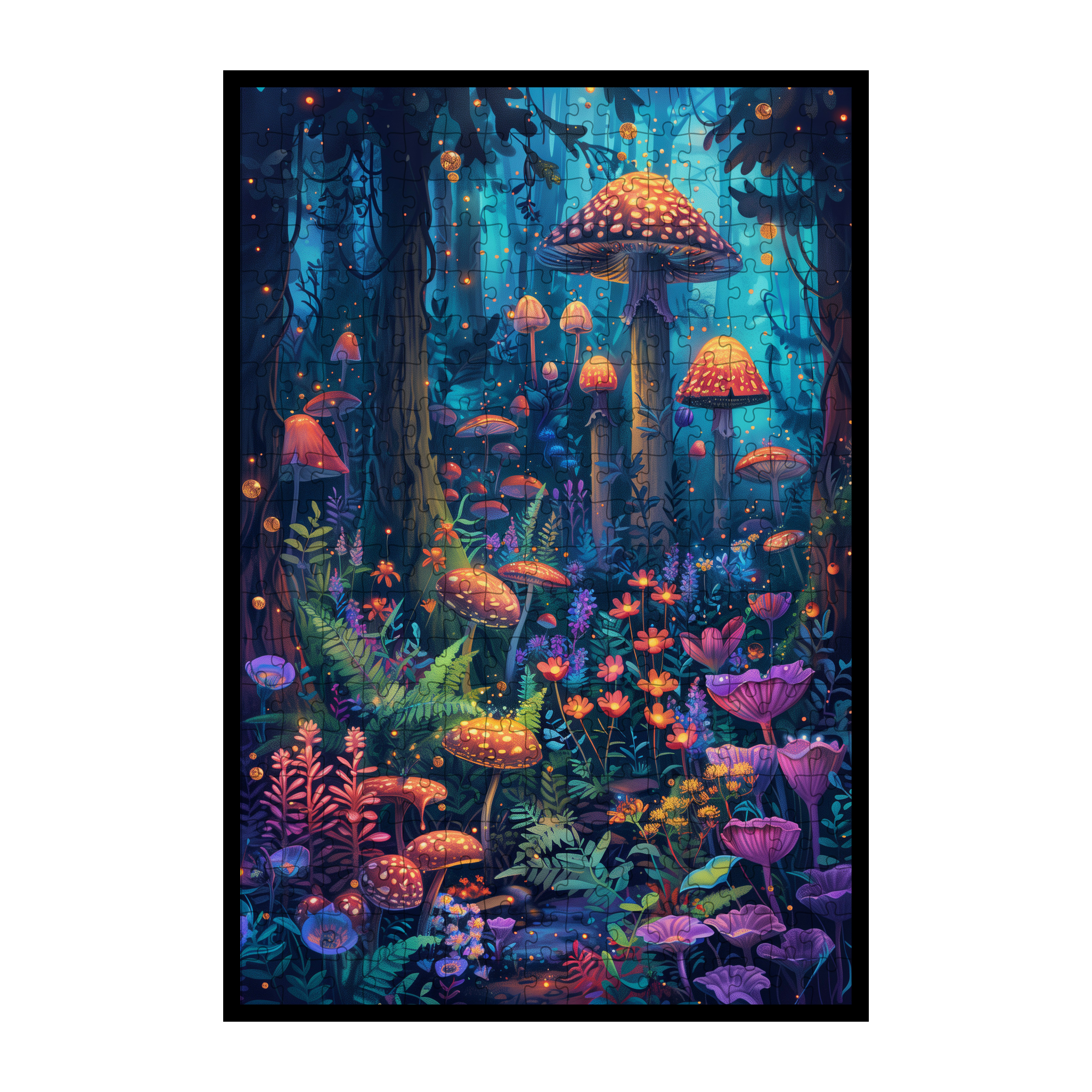 Enchanted Mushroom Forest Wooden Jigsaw Puzzle - Fantasy Woodland Wood Puzzle Decor