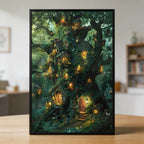 Magical Treehouse Village Shaped Wooden Jigsaw Puzzle - Fairy Tale Forest Wall Art