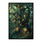 Magical Treehouse Village Shaped Wooden Jigsaw Puzzle - Fairy Tale Forest Wall Art