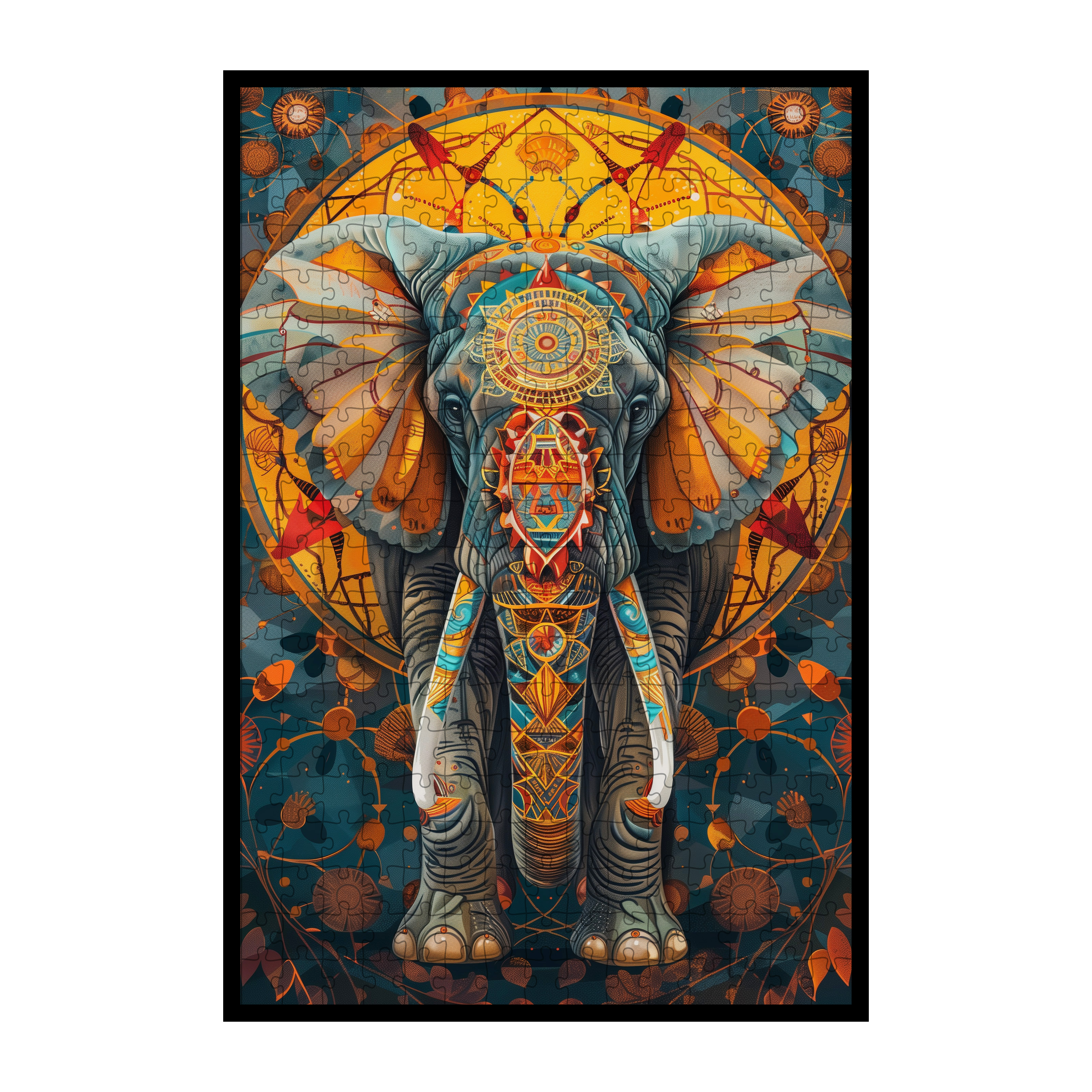 Eternal Elephant Mandala Wooden Jigsaw Puzzle - Spiritual Animal Shaped Wood Puzzle for Adults - Premium Laser Cut
