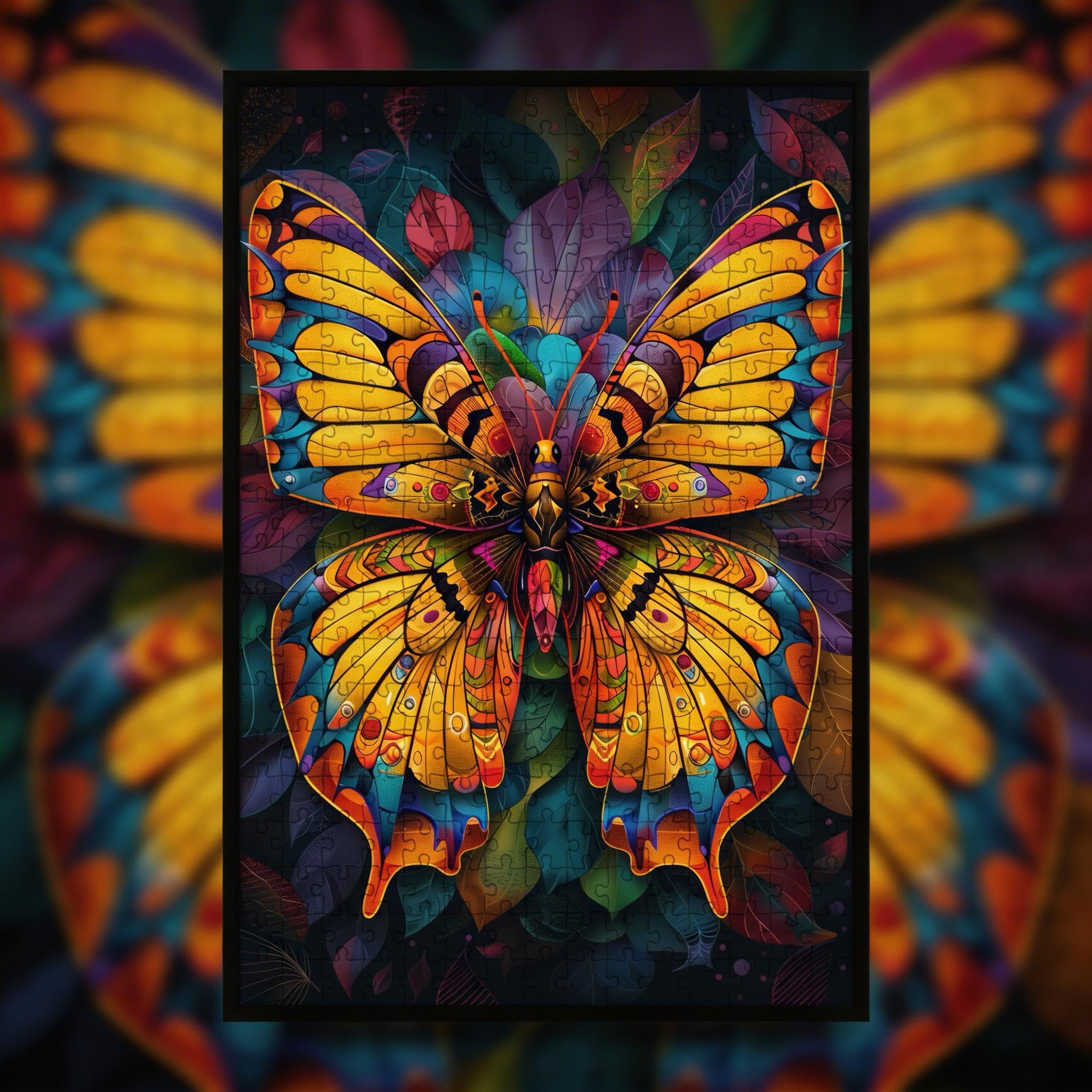 Ethereal Butterfly Mandala Wooden Jigsaw Puzzle - Nature-Inspired Animal Shaped Wood Puzzle - Relaxing Brain Teaser