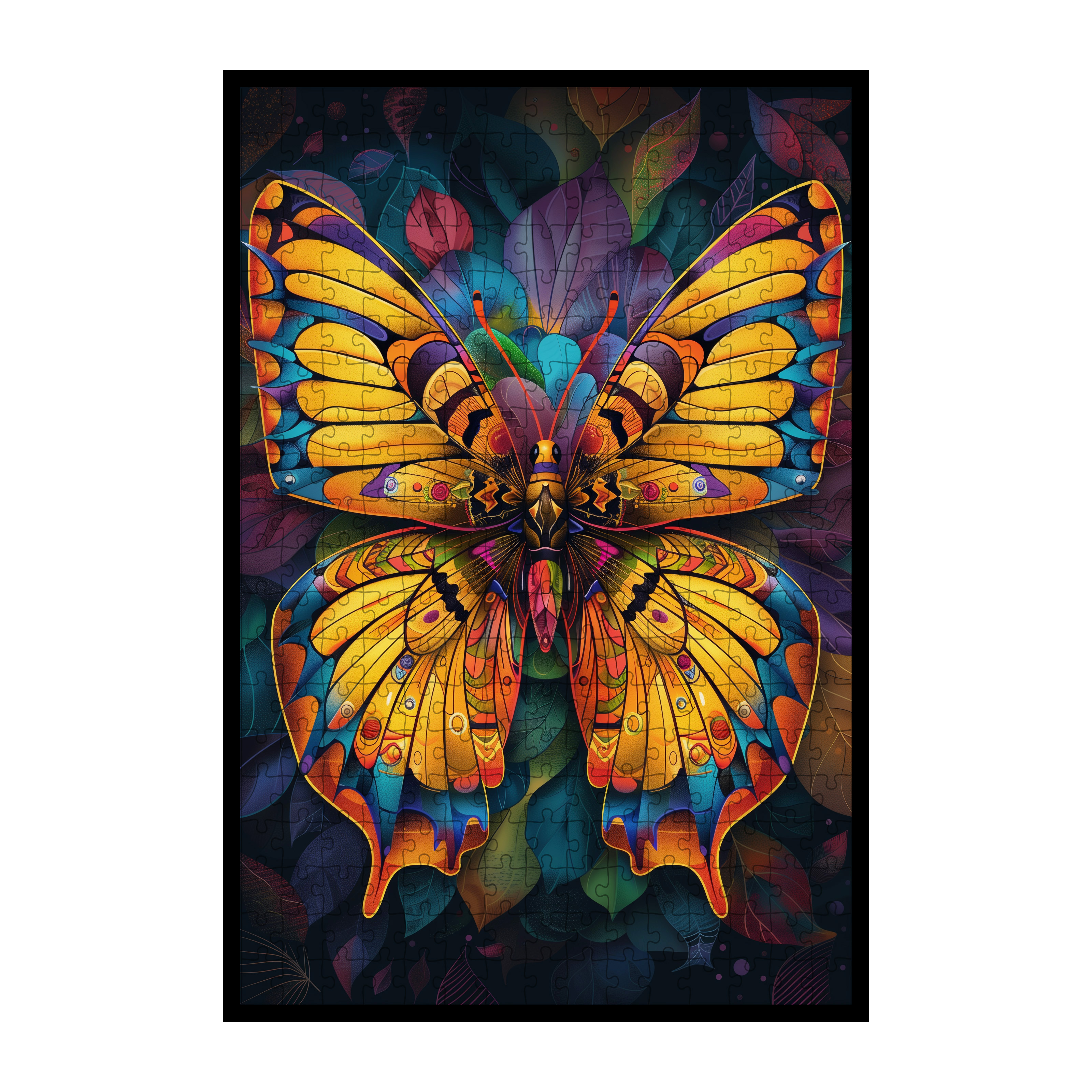 Ethereal Butterfly Mandala Wooden Jigsaw Puzzle - Nature-Inspired Animal Shaped Wood Puzzle - Relaxing Brain Teaser