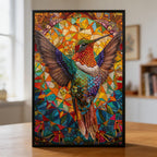 Ethereal Teal Hummingbird Mandala Wooden Jigsaw Puzzle - Unique Garden Animal Shaped Wood Puzzle