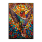 Ethereal Teal Hummingbird Mandala Wooden Jigsaw Puzzle - Unique Garden Animal Shaped Wood Puzzle