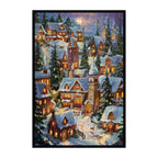 Fairy Tale Winter Town Wooden Jigsaw Puzzle, Framed Christmas Village Wall Art