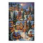 Fairy Tale Winter Town Wooden Jigsaw Puzzle, Framed Christmas Village Wall Art
