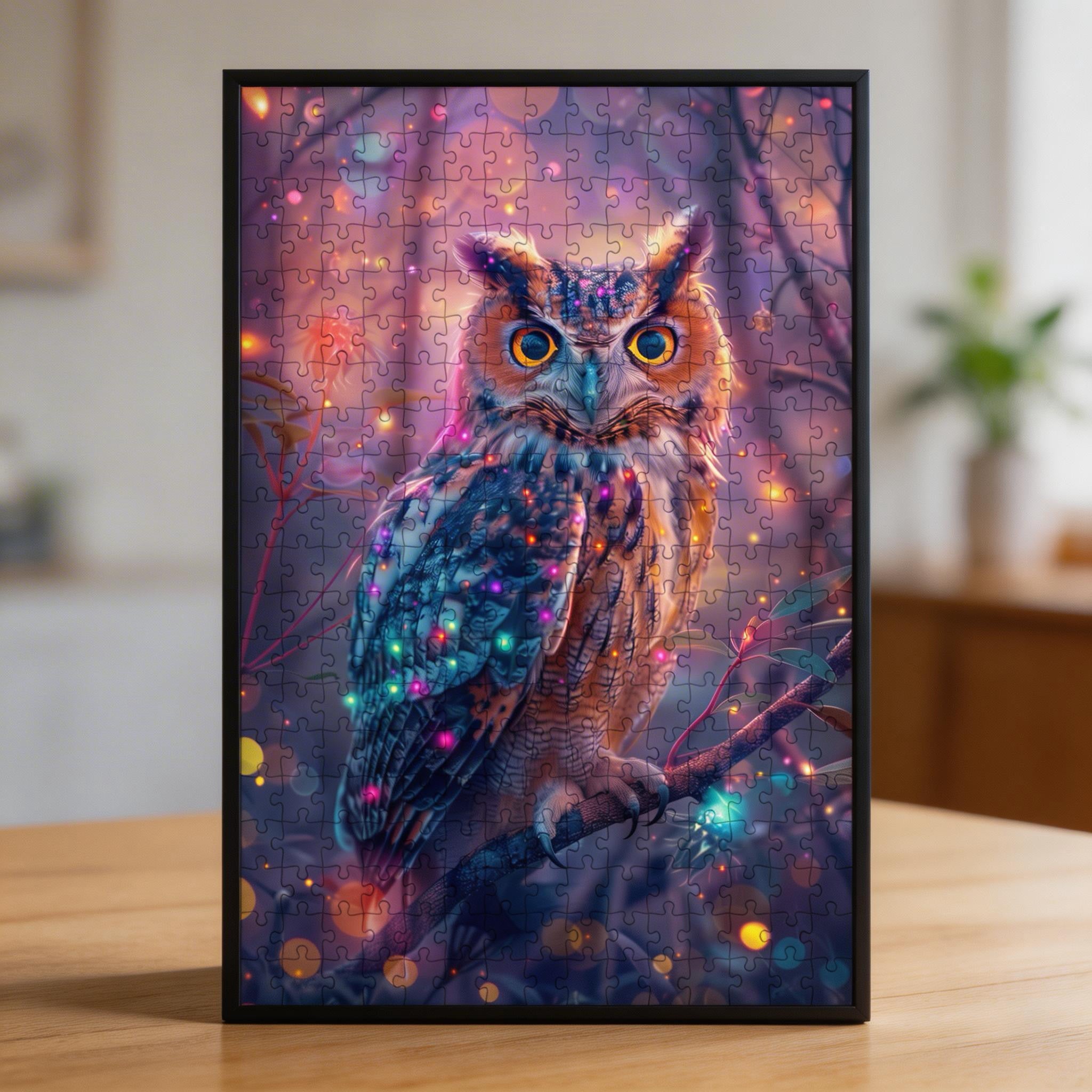 Fantasy Owl Shaped Wooden Jigsaw Puzzle - Colorful Bird Wood Puzzle for Adults 1000 Piece Style