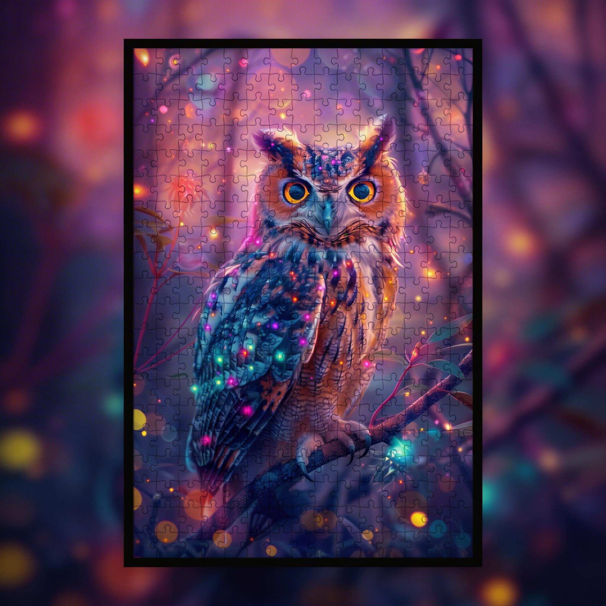 Fantasy Owl Shaped Wooden Jigsaw Puzzle - Colorful Bird Wood Puzzle for Adults 1000 Piece Style